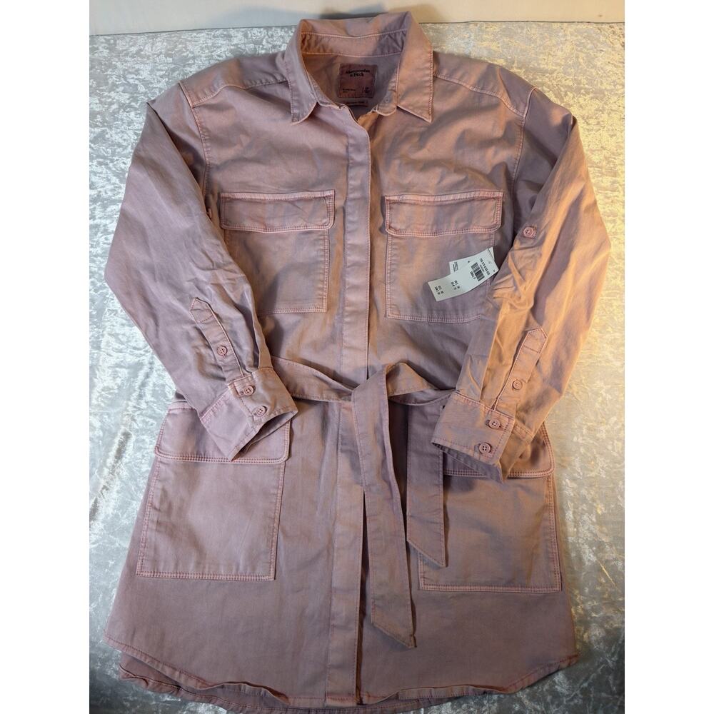 Abercrombie Lavender Utility Shirt Dress Belted Womens SP NWT Preppy